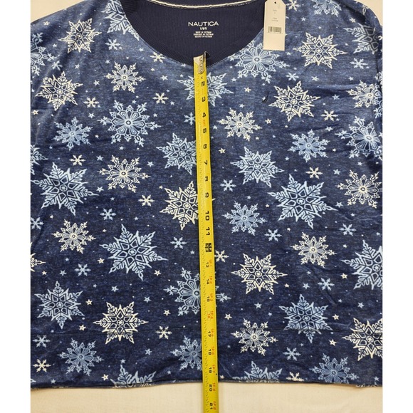 Nautica Women's Blue w Snowflakes Fleece 2 Piece Pajama Set. New. Size L - Picture 9 of 16
